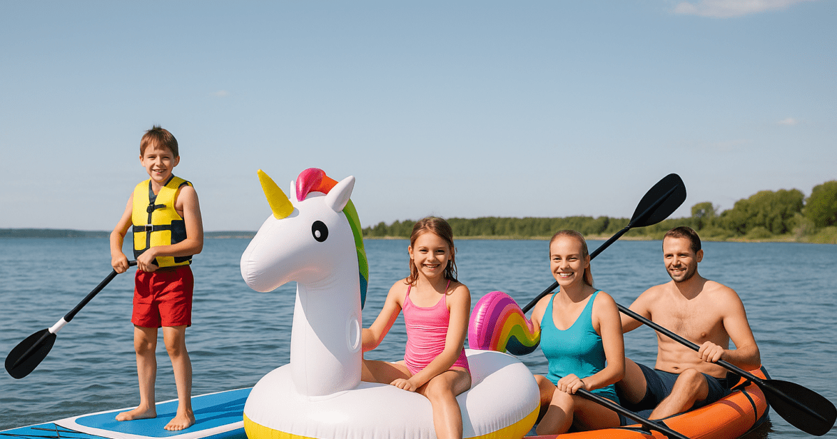Upptäck de bästa uppblåsbara sommarprylarna för hela familjen – från SUP och kajak till vattenlekar och flytande öar.